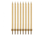 Świeczki złote z podstawkami 8 szt.