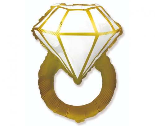 Balon foliowy Złoty pierścionek 24 cale - dekoracja ślubna od Zabawne Wydry Tychy, Katowice, Śląsk