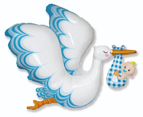 Balon foliowy Bocian Baby Boy 24 cale - dekoracja baby shower, narodziny od Zabawne Wydry Tychy, Katowice, Mikołów